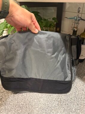 Vintage Grey GAP 2001 Y2K Messenger Bag Laptop Crossbody Shoulder Expandable
